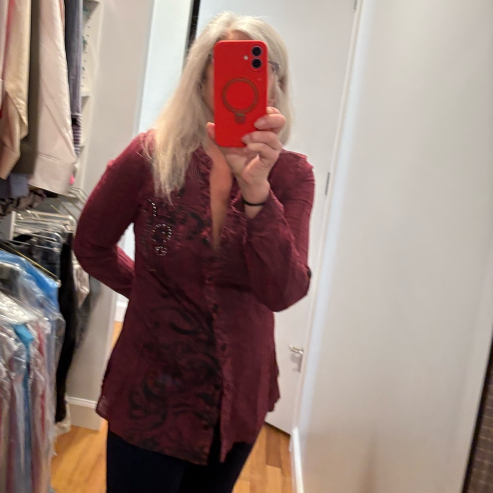 Women's Burgundy button down